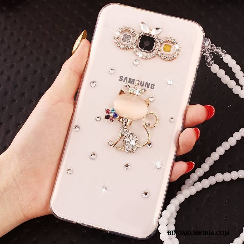 Samsung Galaxy A7 2015 Futerał Etui Na Telefon Silikonowe Ochraniacz Rhinestone Gwiazda Anti-fall Biały