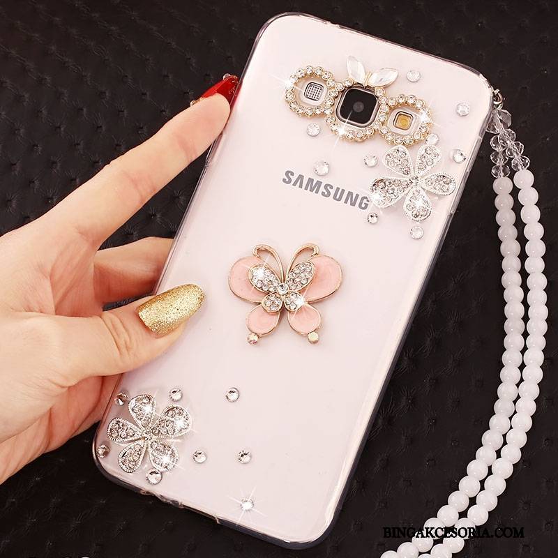 Samsung Galaxy A7 2015 Futerał Etui Na Telefon Silikonowe Ochraniacz Rhinestone Gwiazda Anti-fall Biały