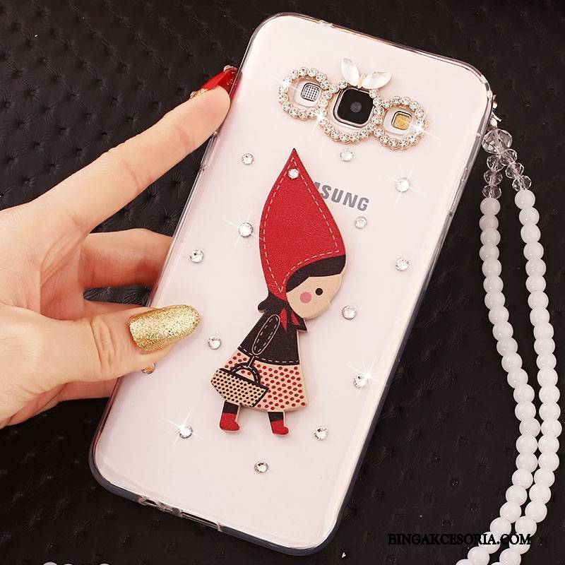 Samsung Galaxy A7 2015 Futerał Etui Na Telefon Silikonowe Ochraniacz Rhinestone Gwiazda Anti-fall Biały