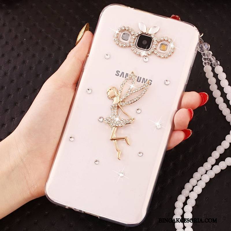 Samsung Galaxy A7 2015 Futerał Etui Na Telefon Silikonowe Ochraniacz Rhinestone Gwiazda Anti-fall Biały