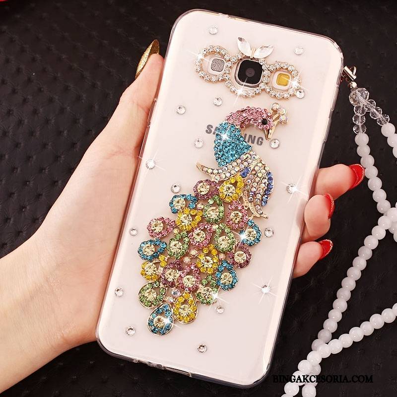 Samsung Galaxy A7 2015 Futerał Etui Na Telefon Silikonowe Ochraniacz Rhinestone Gwiazda Anti-fall Biały