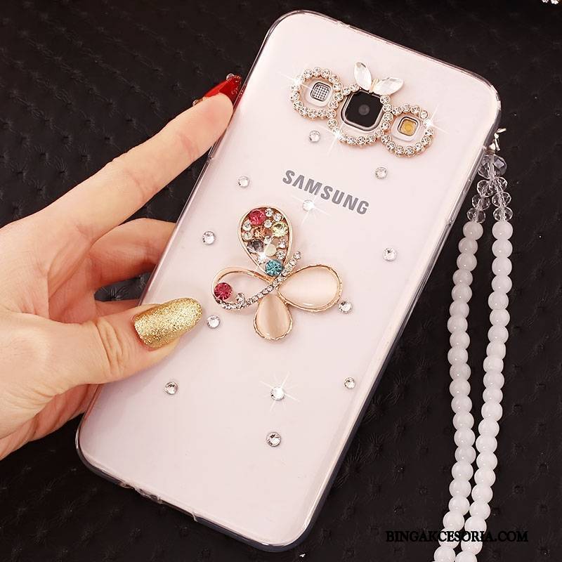 Samsung Galaxy A7 2015 Futerał Etui Na Telefon Silikonowe Ochraniacz Rhinestone Gwiazda Anti-fall Biały