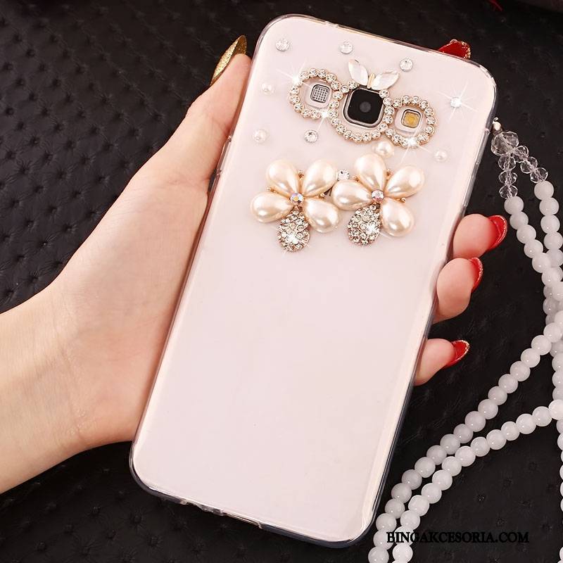 Samsung Galaxy A7 2015 Futerał Etui Na Telefon Silikonowe Ochraniacz Rhinestone Gwiazda Anti-fall Biały