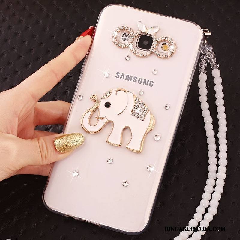 Samsung Galaxy A7 2015 Futerał Etui Na Telefon Silikonowe Ochraniacz Rhinestone Gwiazda Anti-fall Biały