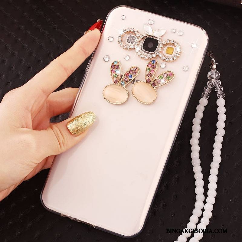 Samsung Galaxy A7 2015 Futerał Etui Na Telefon Silikonowe Ochraniacz Rhinestone Gwiazda Anti-fall Biały