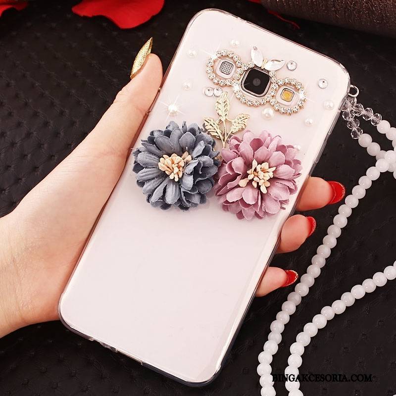 Samsung Galaxy A7 2015 Futerał Etui Na Telefon Silikonowe Ochraniacz Rhinestone Gwiazda Anti-fall Biały