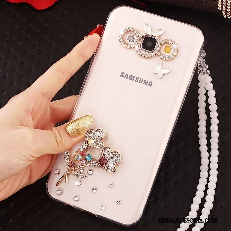 Samsung Galaxy A7 2015 Futerał Etui Na Telefon Silikonowe Ochraniacz Rhinestone Gwiazda Anti-fall Biały