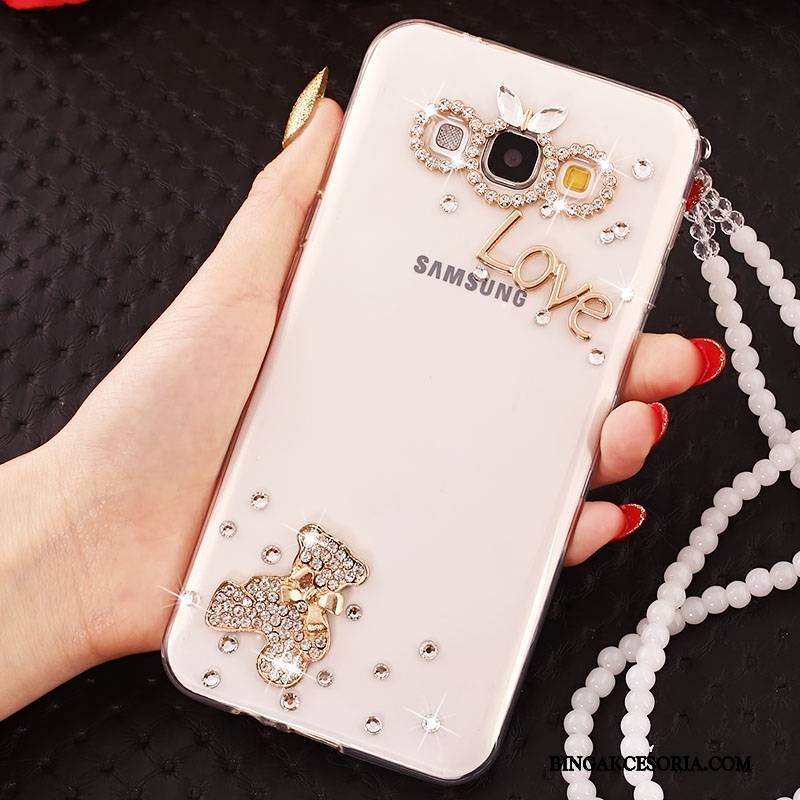 Samsung Galaxy A7 2015 Futerał Etui Na Telefon Silikonowe Ochraniacz Rhinestone Gwiazda Anti-fall Biały