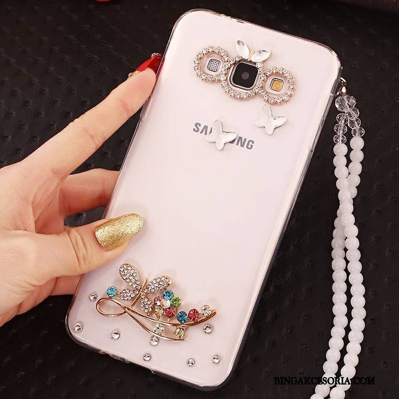 Samsung Galaxy A7 2015 Futerał Etui Na Telefon Silikonowe Ochraniacz Rhinestone Gwiazda Anti-fall Biały