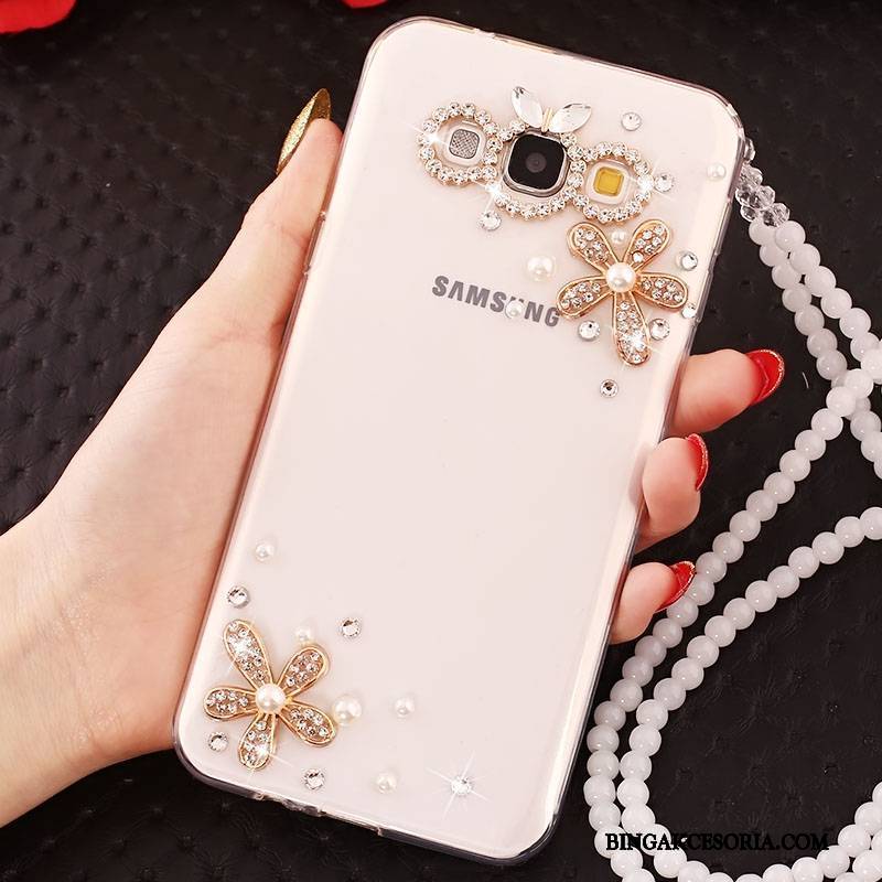 Samsung Galaxy A7 2015 Futerał Etui Na Telefon Silikonowe Ochraniacz Rhinestone Gwiazda Anti-fall Biały