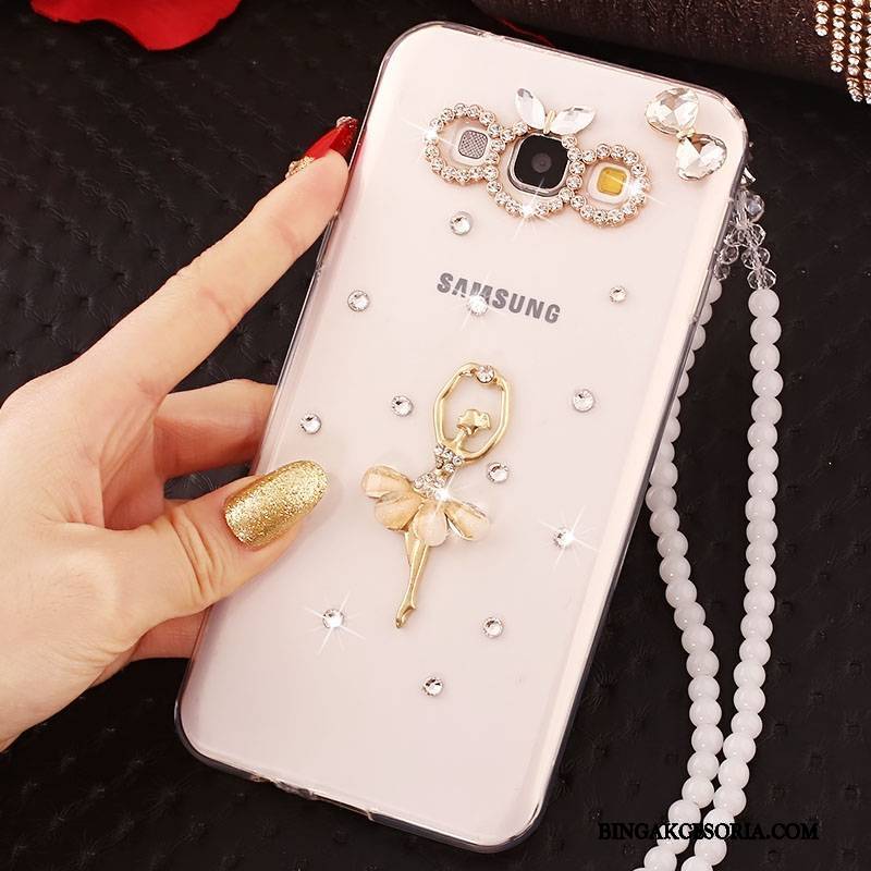 Samsung Galaxy A7 2015 Futerał Etui Na Telefon Silikonowe Ochraniacz Rhinestone Gwiazda Anti-fall Biały