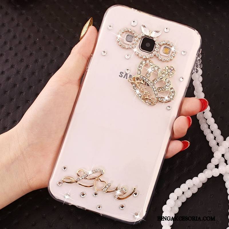 Samsung Galaxy A7 2015 Futerał Etui Na Telefon Silikonowe Ochraniacz Rhinestone Gwiazda Anti-fall Biały