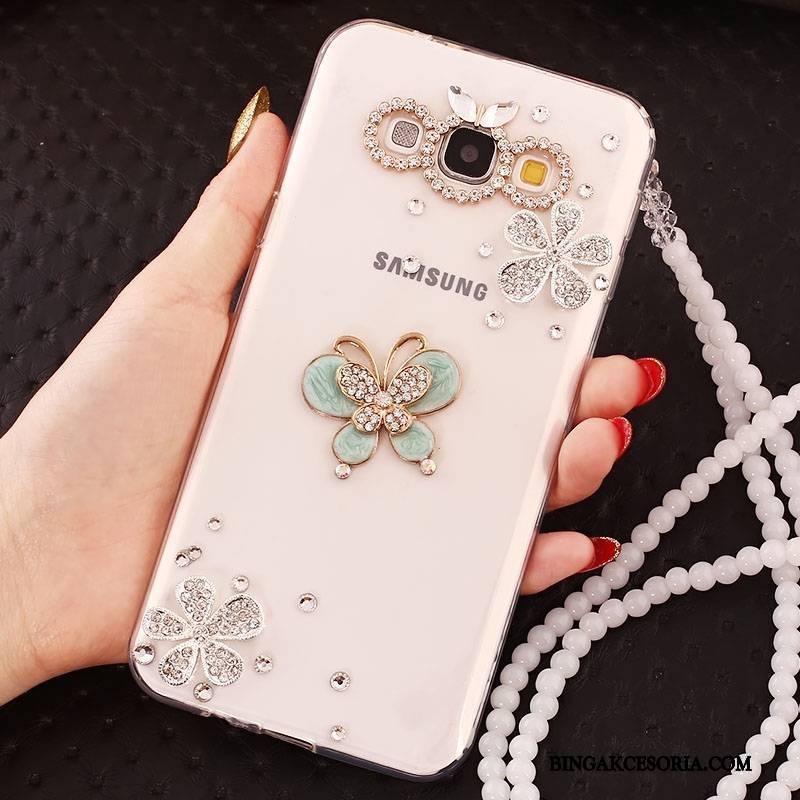 Samsung Galaxy A7 2015 Futerał Etui Na Telefon Silikonowe Ochraniacz Rhinestone Gwiazda Anti-fall Biały