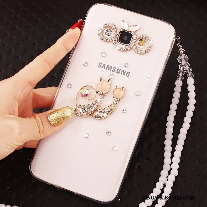 Samsung Galaxy A7 2015 Futerał Etui Na Telefon Silikonowe Ochraniacz Rhinestone Gwiazda Anti-fall Biały