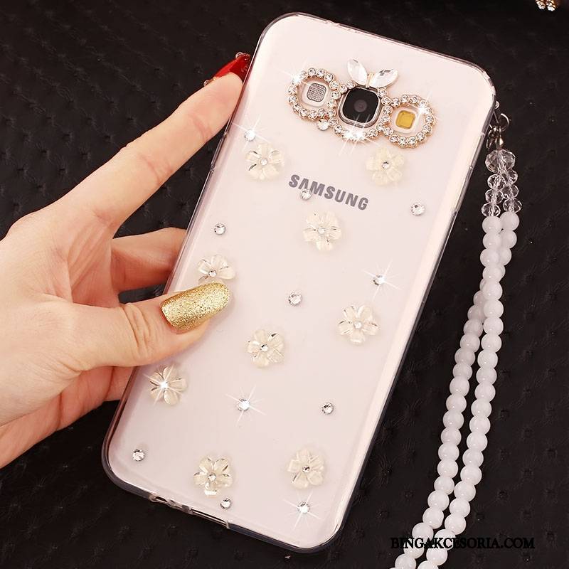 Samsung Galaxy A7 2015 Futerał Etui Na Telefon Silikonowe Ochraniacz Rhinestone Gwiazda Anti-fall Biały