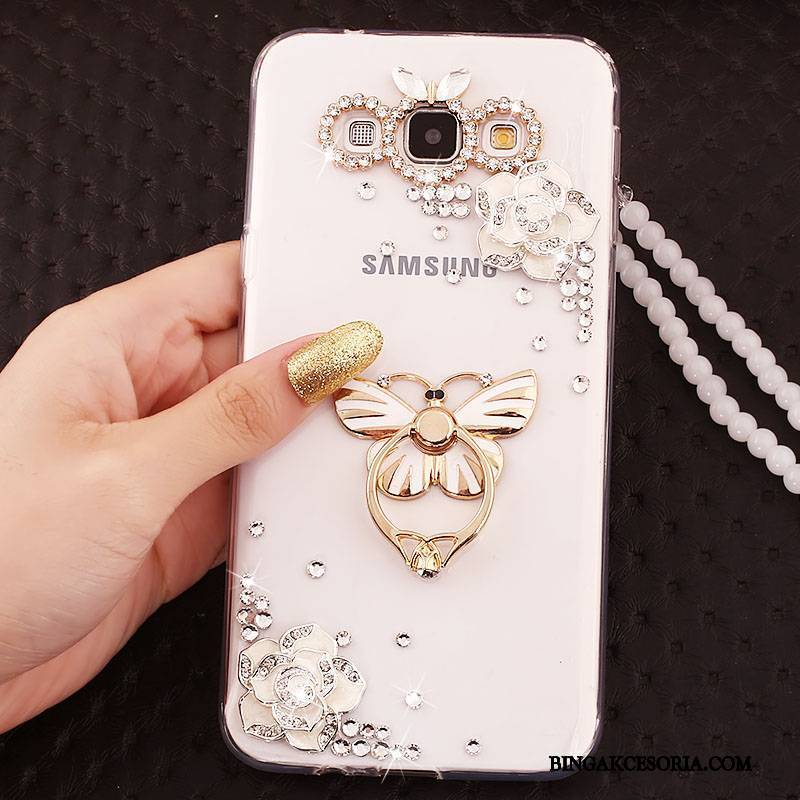 Samsung Galaxy A7 2015 Złoto Miękki Gwiazda Rhinestone Silikonowe Futerał Anti-fall