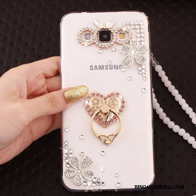 Samsung Galaxy A7 2015 Złoto Miękki Gwiazda Rhinestone Silikonowe Futerał Anti-fall