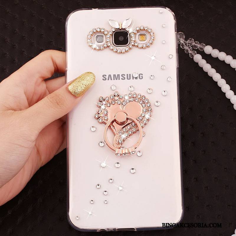 Samsung Galaxy A7 2015 Złoto Miękki Gwiazda Rhinestone Silikonowe Futerał Anti-fall