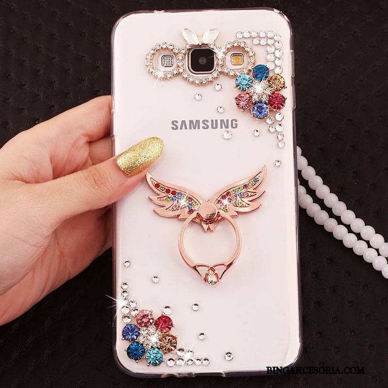 Samsung Galaxy A7 2015 Złoto Miękki Gwiazda Rhinestone Silikonowe Futerał Anti-fall