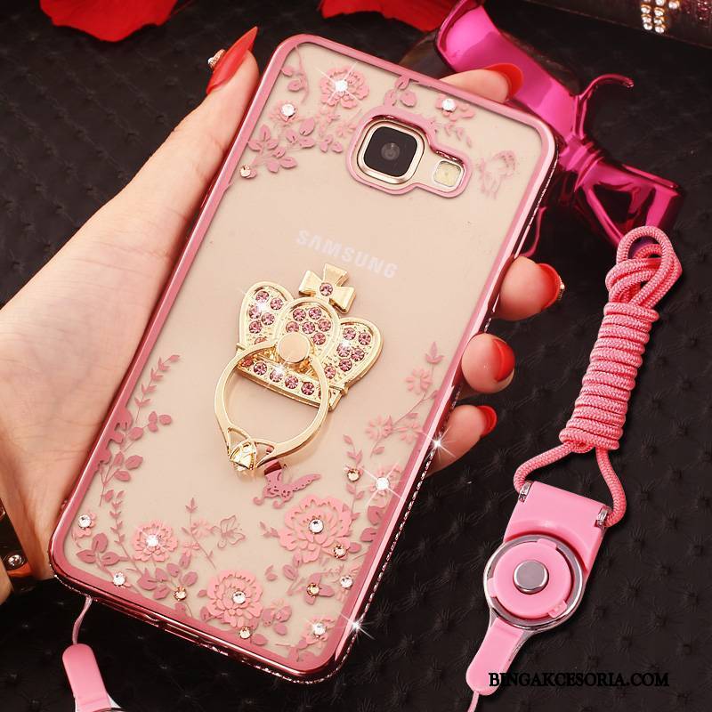 Samsung Galaxy A7 2016 Futerał Ochraniacz Ring Rhinestone Etui Anti-fall Złoto Wiszące Ozdoby