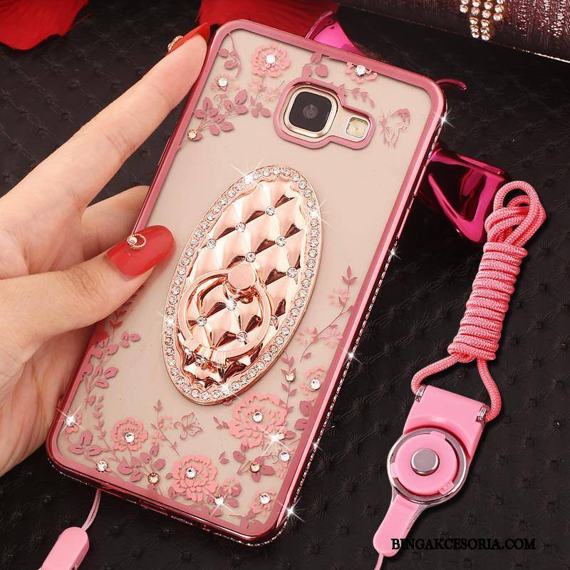 Samsung Galaxy A7 2016 Futerał Ochraniacz Ring Rhinestone Etui Anti-fall Złoto Wiszące Ozdoby