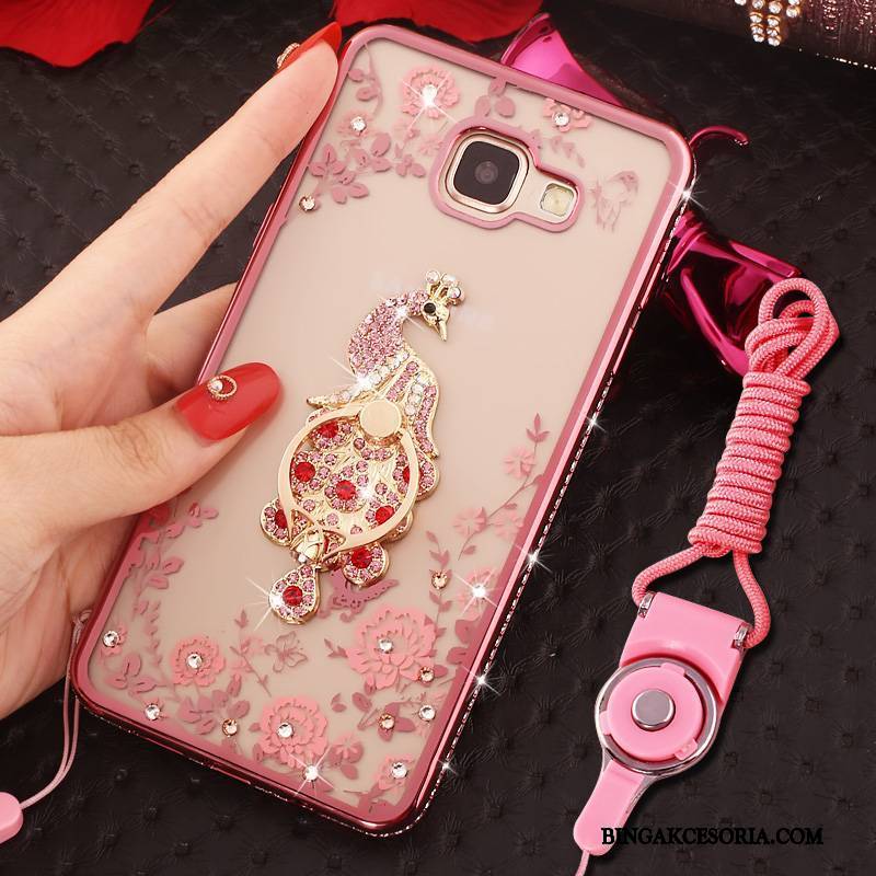 Samsung Galaxy A7 2016 Futerał Ochraniacz Ring Rhinestone Etui Anti-fall Złoto Wiszące Ozdoby