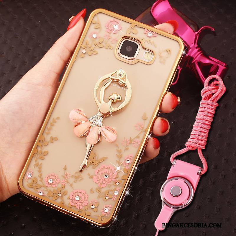 Samsung Galaxy A7 2016 Futerał Ochraniacz Ring Rhinestone Etui Anti-fall Złoto Wiszące Ozdoby