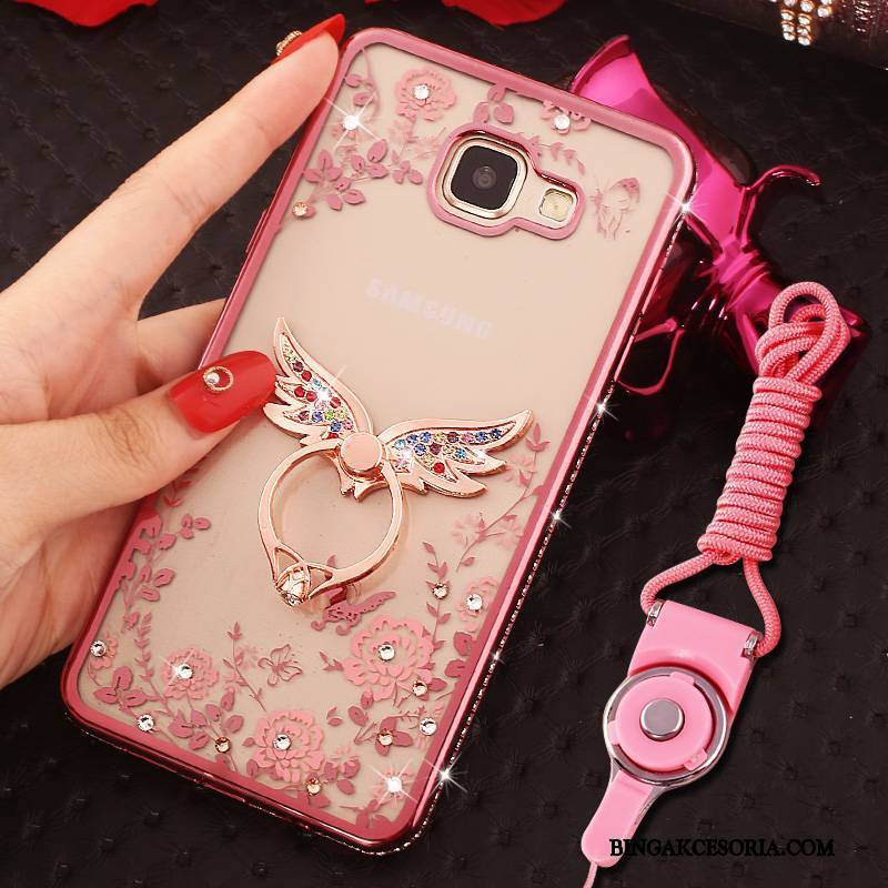 Samsung Galaxy A7 2016 Futerał Ochraniacz Ring Rhinestone Etui Anti-fall Złoto Wiszące Ozdoby