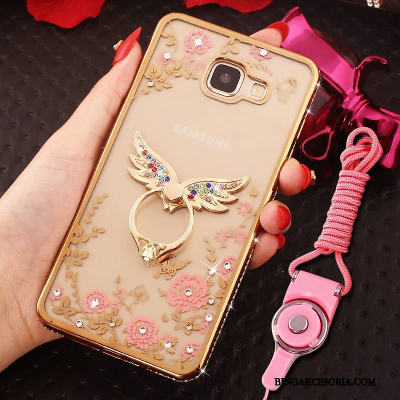 Samsung Galaxy A7 2016 Futerał Ochraniacz Ring Rhinestone Etui Anti-fall Złoto Wiszące Ozdoby