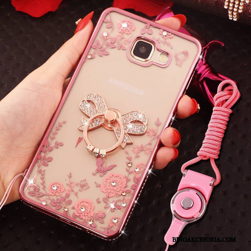 Samsung Galaxy A7 2016 Futerał Ochraniacz Ring Rhinestone Etui Anti-fall Złoto Wiszące Ozdoby