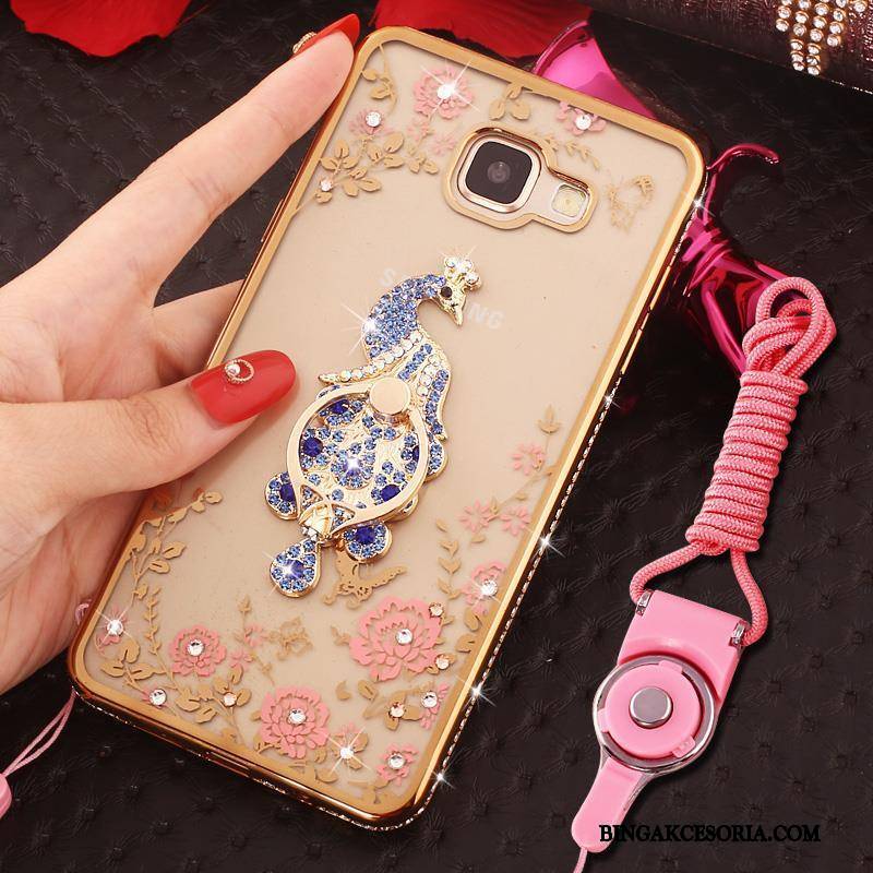 Samsung Galaxy A7 2016 Futerał Ochraniacz Ring Rhinestone Etui Anti-fall Złoto Wiszące Ozdoby