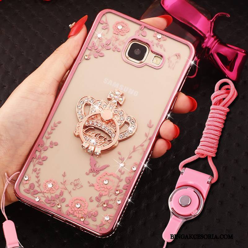 Samsung Galaxy A7 2016 Futerał Ochraniacz Ring Rhinestone Etui Anti-fall Złoto Wiszące Ozdoby