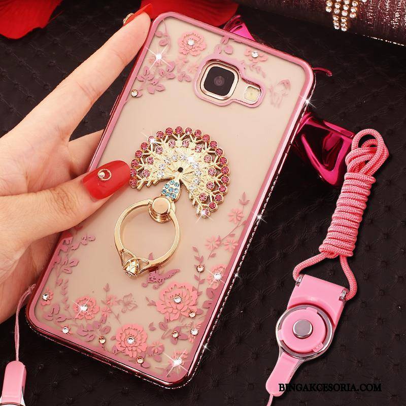 Samsung Galaxy A7 2016 Futerał Ochraniacz Ring Rhinestone Etui Anti-fall Złoto Wiszące Ozdoby