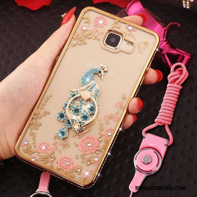 Samsung Galaxy A7 2016 Futerał Ochraniacz Ring Rhinestone Etui Anti-fall Złoto Wiszące Ozdoby