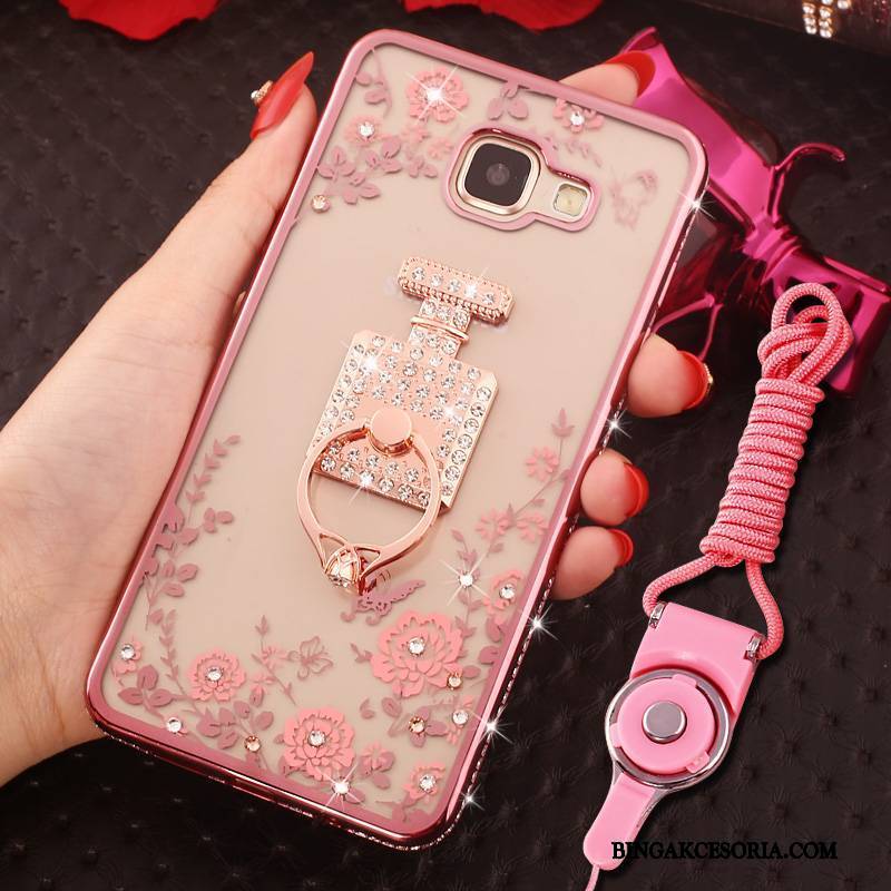 Samsung Galaxy A7 2016 Futerał Ochraniacz Ring Rhinestone Etui Anti-fall Złoto Wiszące Ozdoby