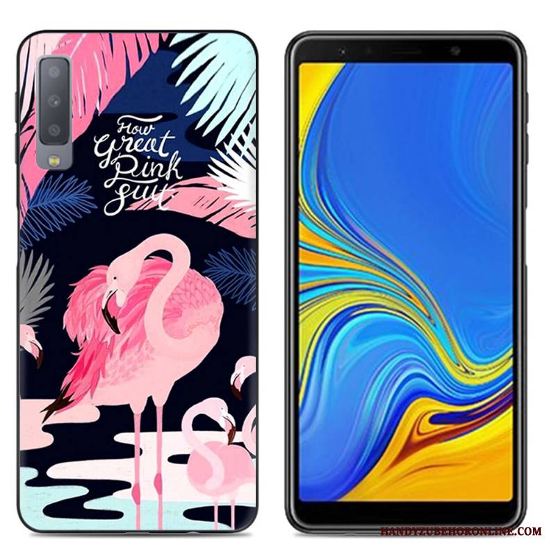 Samsung Galaxy A7 2018 Futerał Kreskówka Kreatywne Silikonowe Telefon Komórkowy All Inclusive Różowe Proste