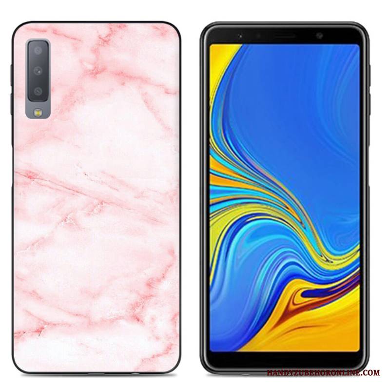 Samsung Galaxy A7 2018 Futerał Kreskówka Kreatywne Silikonowe Telefon Komórkowy All Inclusive Różowe Proste