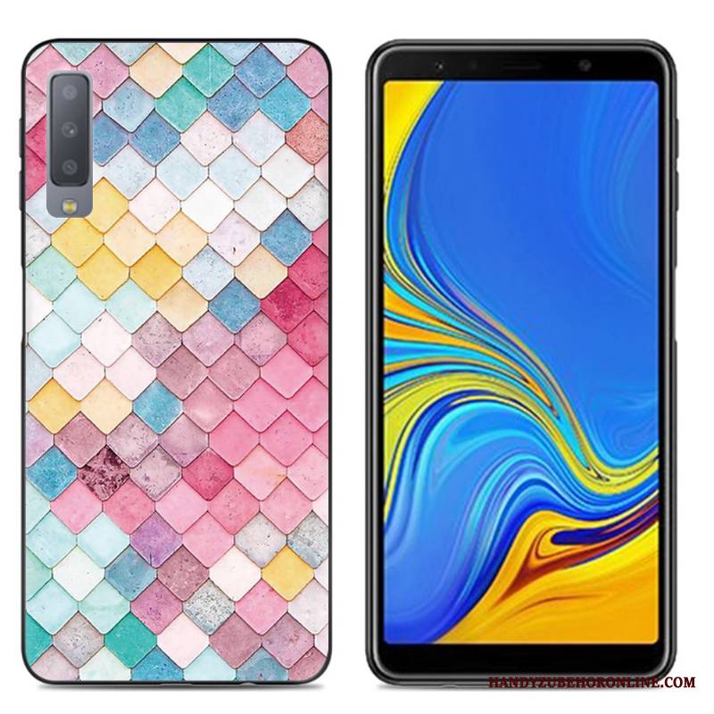 Samsung Galaxy A7 2018 Futerał Kreskówka Kreatywne Silikonowe Telefon Komórkowy All Inclusive Różowe Proste