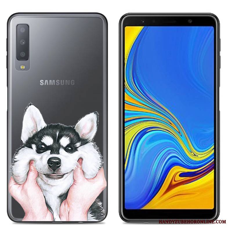 Samsung Galaxy A7 2018 Futerał Kreskówka Kreatywne Silikonowe Telefon Komórkowy All Inclusive Różowe Proste