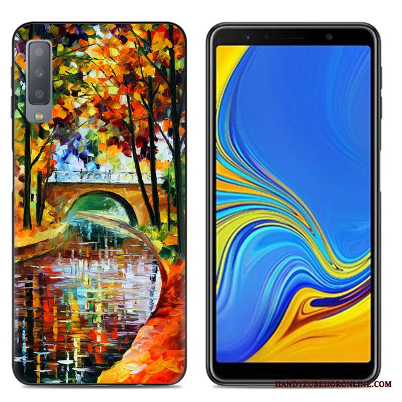 Samsung Galaxy A7 2018 Futerał Kreskówka Kreatywne Silikonowe Telefon Komórkowy All Inclusive Różowe Proste