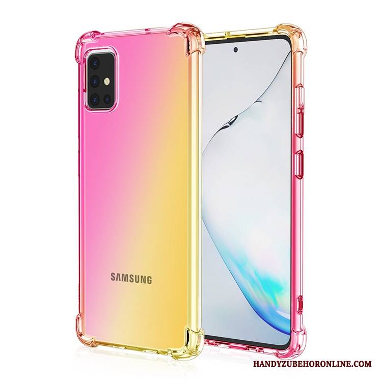 Samsung Galaxy A71 Futerał Anti-fall Gradient Proszek Etui Tęcza Złoto Balon