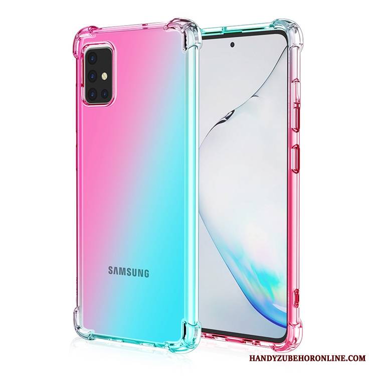 Samsung Galaxy A71 Futerał Anti-fall Gradient Proszek Etui Tęcza Złoto Balon