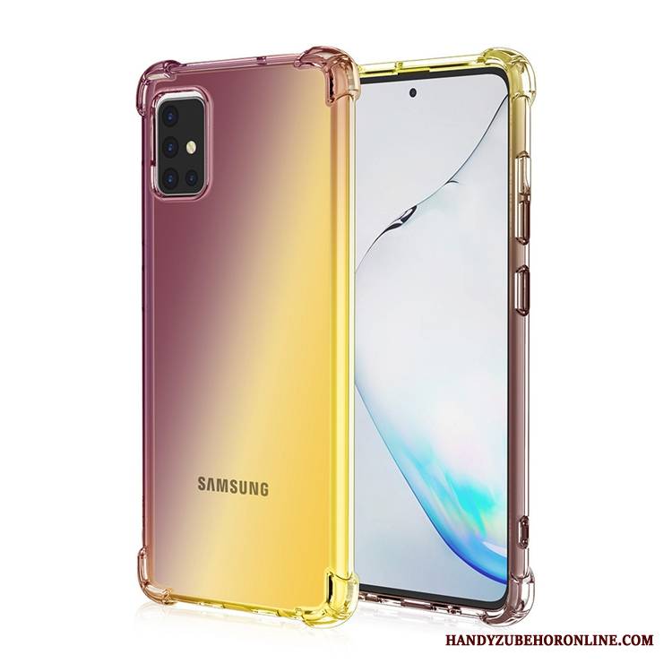 Samsung Galaxy A71 Futerał Anti-fall Gradient Proszek Etui Tęcza Złoto Balon