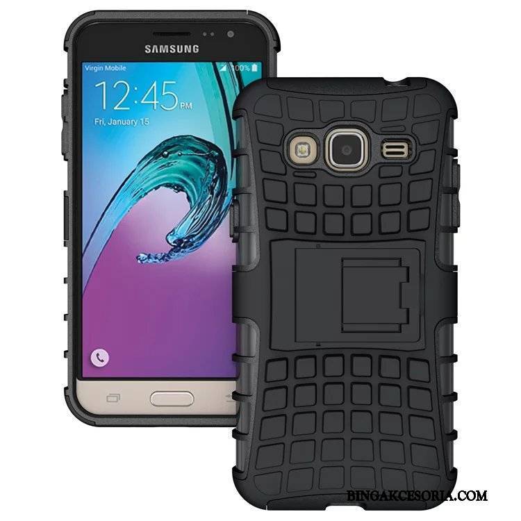 Samsung Galaxy J3 2016 Futerał Silikonowe Ochraniacz Wspornik Etui Fioletowy Anti-fall Gwiazda