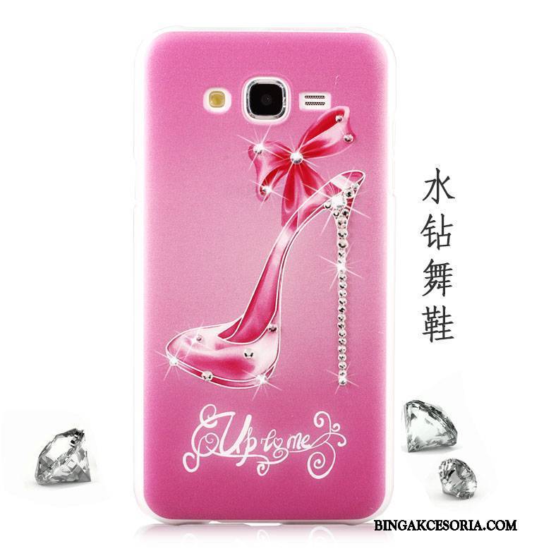 Samsung Galaxy J5 2015 Futerał Rhinestone Ochraniacz Kolor Anti-fall Etui Nubuku Czerwony