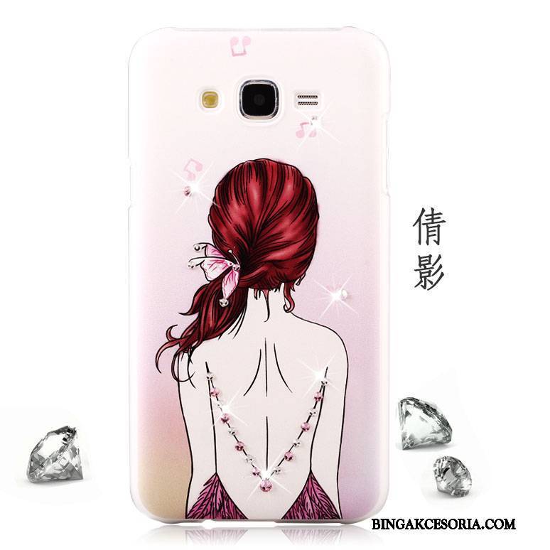 Samsung Galaxy J5 2015 Futerał Rhinestone Ochraniacz Kolor Anti-fall Etui Nubuku Czerwony