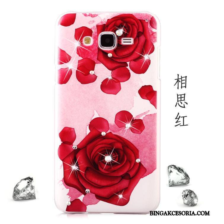 Samsung Galaxy J5 2015 Futerał Rhinestone Ochraniacz Kolor Anti-fall Etui Nubuku Czerwony