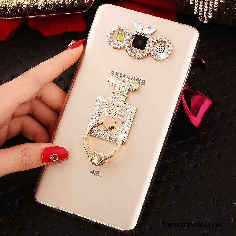 Samsung Galaxy J7 2015 Rhinestone Silikonowe Złoto Futerał Gwiazda Telefon Komórkowy Ochraniacz