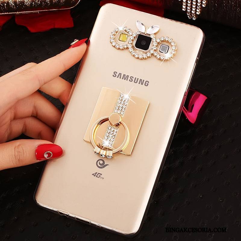 Samsung Galaxy J7 2015 Rhinestone Silikonowe Złoto Futerał Gwiazda Telefon Komórkowy Ochraniacz