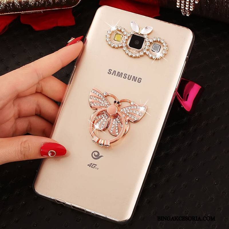 Samsung Galaxy J7 2015 Rhinestone Silikonowe Złoto Futerał Gwiazda Telefon Komórkowy Ochraniacz